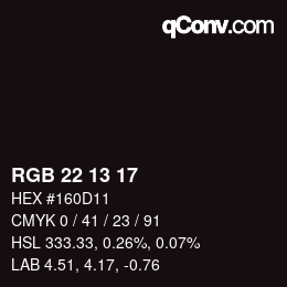 Color code: RGB 22 13 17 | qconv.com