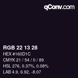 Color code: RGB 22 13 28 | qconv.com