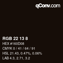 カラーコード: RGB 22 13 8 | qconv.com