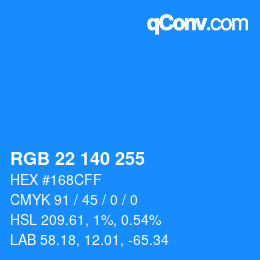 Color code: RGB 22 140 255 | qconv.com