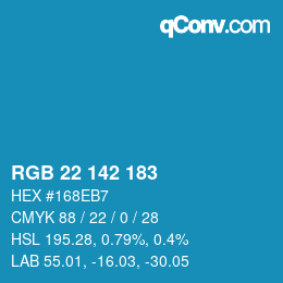 Color code: RGB 22 142 183 | qconv.com