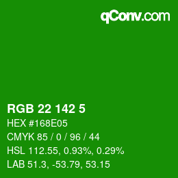 Color code: RGB 22 142 5 | qconv.com