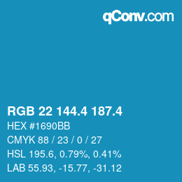 カラーコード: RGB 22 144.4 187.4 | qconv.com