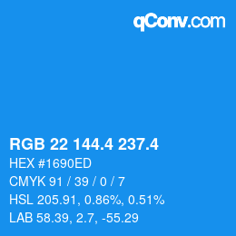 カラーコード: RGB 22 144.4 237.4 | qconv.com