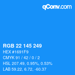 Color code: RGB 22 145 249 | qconv.com