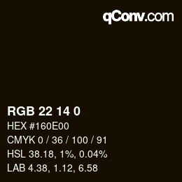 Color code: RGB 22 14 0 | qconv.com