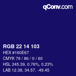 カラーコード: RGB 22 14 103 | qconv.com