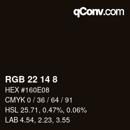Color code: RGB 22 14 8 | qconv.com