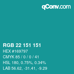 Color code: RGB 22 151 151 | qconv.com