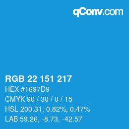Color code: RGB 22 151 217 | qconv.com