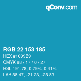 Color code: RGB 22 153 185 | qconv.com