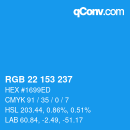 Color code: RGB 22 153 237 | qconv.com