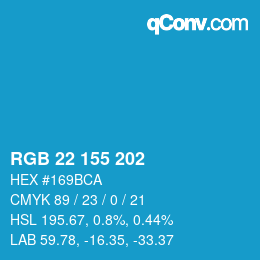 Código de color: RGB 22 155 202 | qconv.com