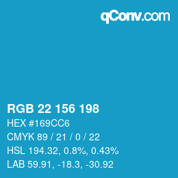 Color code: RGB 22 156 198 | qconv.com