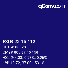 カラーコード: RGB 22 15 112 | qconv.com