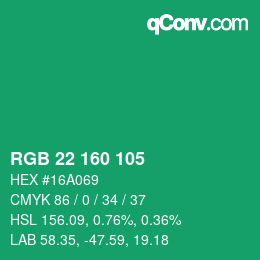 Color code: RGB 22 160 105 | qconv.com