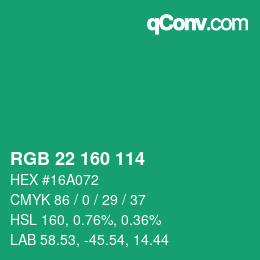 Color code: RGB 22 160 114 | qconv.com