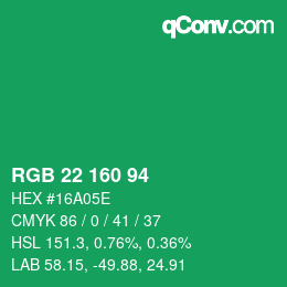 Color code: RGB 22 160 94 | qconv.com