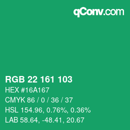 Color code: RGB 22 161 103 | qconv.com