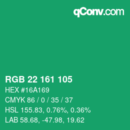 Color code: RGB 22 161 105 | qconv.com