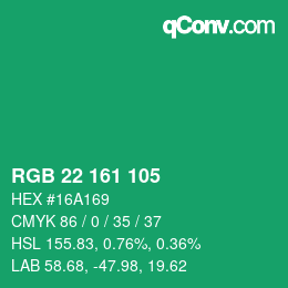 Color code: RGB 22 161 105 | qconv.com