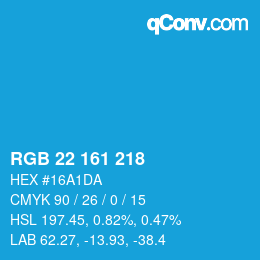 Color code: RGB 22 161 218 | qconv.com
