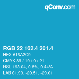 カラーコード: RGB 22 162.4 201.4 | qconv.com