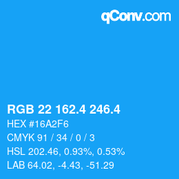 カラーコード: RGB 22 162.4 246.4 | qconv.com