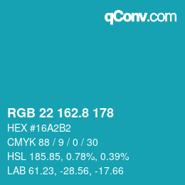 カラーコード: RGB 22 162.8 178 | qconv.com