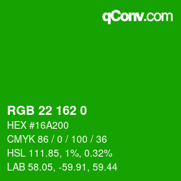 Color code: RGB 22 162 0 | qconv.com