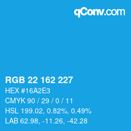 カラーコード: RGB 22 162 227 | qconv.com