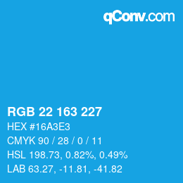 Farbcode: RGB 22 163 227 | qconv.com