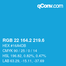 カラーコード: RGB 22 164.2 219.6 | qconv.com