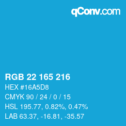 Color code: RGB 22 165 216 | qconv.com