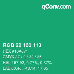 Color code: RGB 22 166 113 | qconv.com