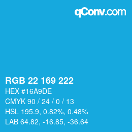 Color code: RGB 22 169 222 | qconv.com