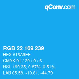 Color code: RGB 22 169 239 | qconv.com