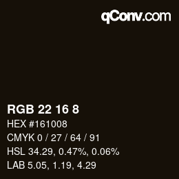 カラーコード: RGB 22 16 8 | qconv.com