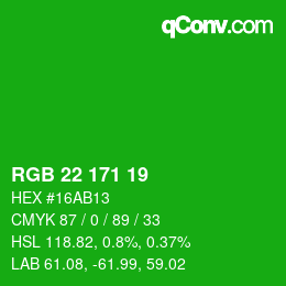 Color code: RGB 22 171 19 | qconv.com