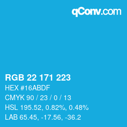 Color code: RGB 22 171 223 | qconv.com