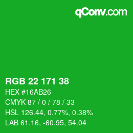 Color code: RGB 22 171 38 | qconv.com