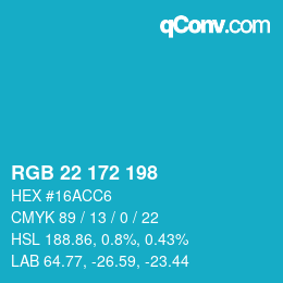 Color code: RGB 22 172 198 | qconv.com