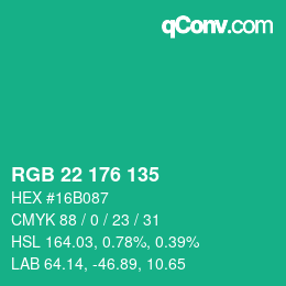 Color code: RGB 22 176 135 | qconv.com