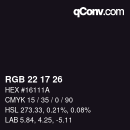 Color code: RGB 22 17 26 | qconv.com