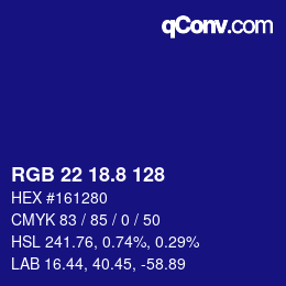カラーコード: RGB 22 18.8 128 | qconv.com