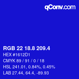 カラーコード: RGB 22 18.8 209.4 | qconv.com