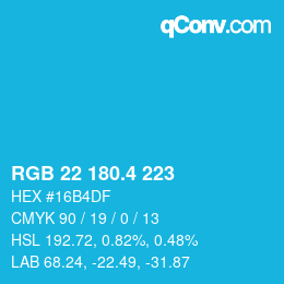 カラーコード: RGB 22 180.4 223 | qconv.com