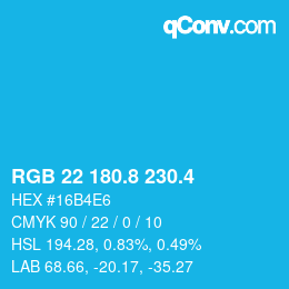 カラーコード: RGB 22 180.8 230.4 | qconv.com