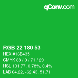 Color code: RGB 22 180 53 | qconv.com