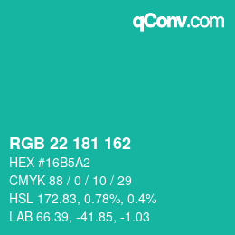Color code: RGB 22 181 162 | qconv.com